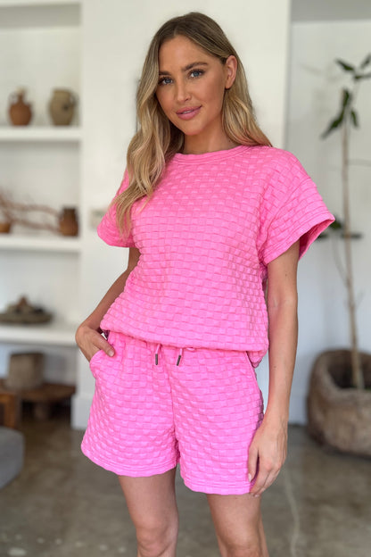 Double Take Full Size Texture T-Shirt and Shorts Set Tops/Jackets/Sweaters Clothing Tops Double Take Ship from USA TikTok Trendsi USPS Walmart Trendsi https://www.cyberehub.com