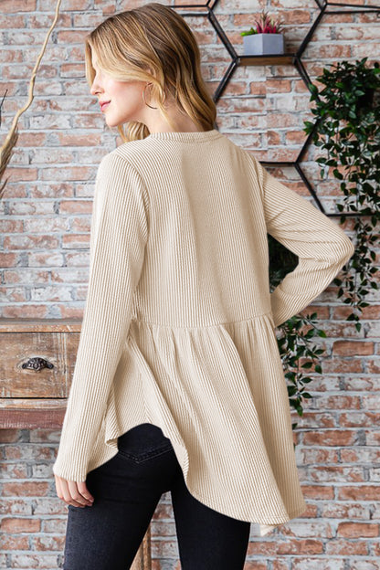 Heimish Full Size Round Neck Long Sleeve Ribbed Babydoll Top Apparel Apparel Heimish Ship from USA TikTok Trendsi Trendsi https://www.cyberehub.com