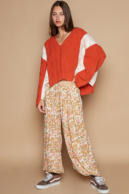 POL Cable Knit Quilting Patch V-Neck Contrast Sweater Tops/Jackets/Sweaters Clothing Tops POL Ship from USA TikTok Trendsi USPS Walmart Trendsi https://www.cyberehub.com
