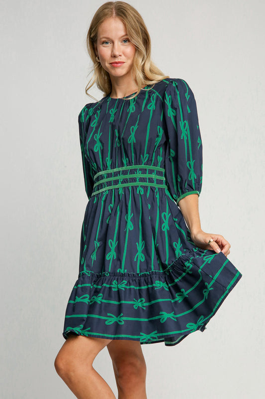 Umgee Ribbon Print Frill Contrast Velvet Trim Half Sleeve Dress Navy Apparel Apparel Ship from USA TikTok Trendsi Umgee USA Trendsi https://www.cyberehub.com
