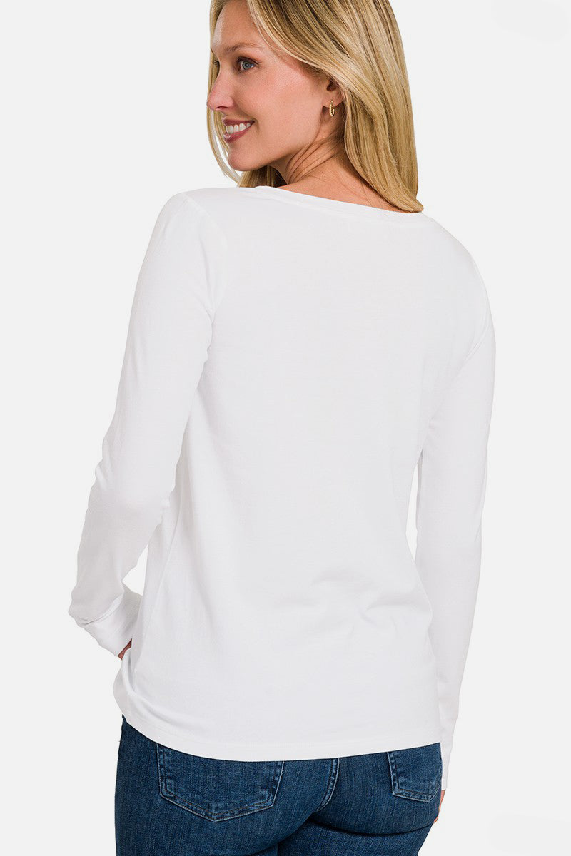 Zenana Full Size V-Neck Long Sleeve T-Shirt Apparel/Tops Ship from USA TikTok Tops Trendsi USPS Walmart Walmart Apparel Zenana Trendsi https://www.cyberehub.com