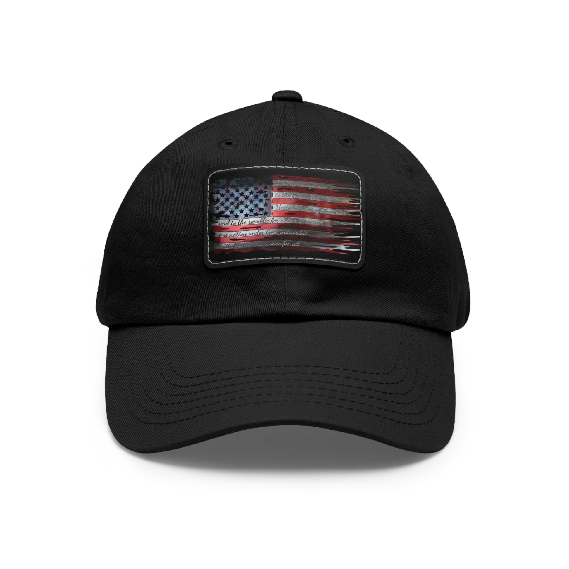Patriotic Pledge Hat with Leather Patch - American Flag Cap Hats American Flag Hat Casual Wear Comfortable Hat Dad Hat Everyday Fashion Father's Day Gift Gift for Dad Leather Patch Outdoor Gear Patriotic Clothing Stylish Accessory Trendy Dad Hat Unisex Cap Urban Graffiti https://www.cyberehub.com