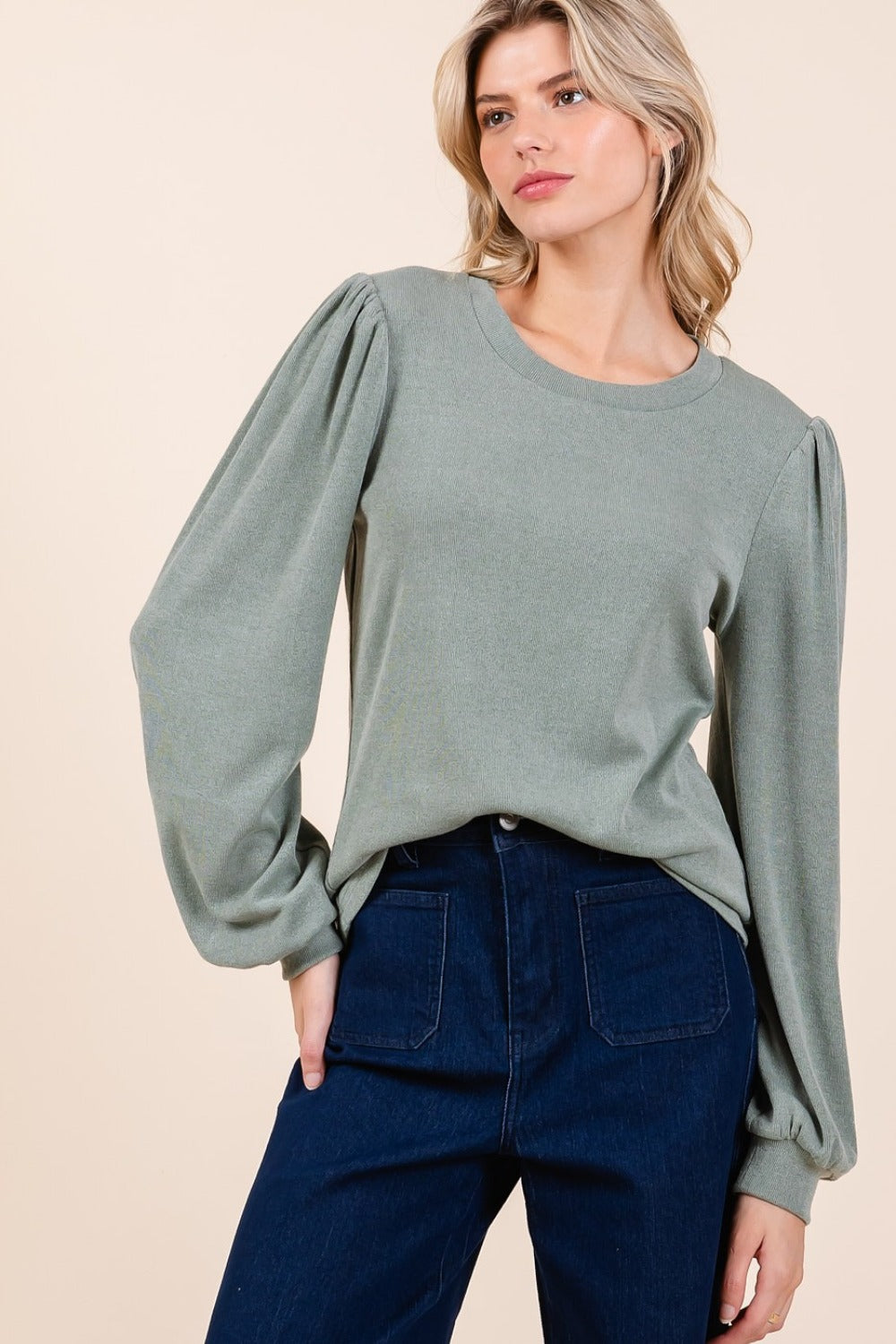 Mittoshop Round Neck Long Sleeve Rib Knit Top Shirt Apparel Clothing Tops Mittoshop Ship from USA Shirts USA Women Trendsi https://www.cyberehub.com