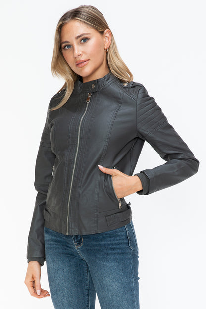Snobbish PU Leather Biker Jacket with Side Zip Pockets Apparel Featured Ship from USA Snobbish Tiktok Trendsi USA USPS Walmart Trendsi https://www.cyberehub.com
