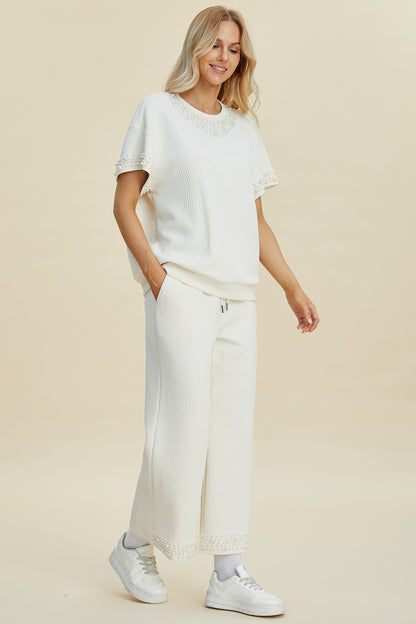 Double Take Full Size Pearl Detail Round Neck Top and Pants Set Tops/Jackets/Sweaters Clothing Tops Double Take Ship from USA TikTok Trendsi USPS Walmart Trendsi https://www.cyberehub.com