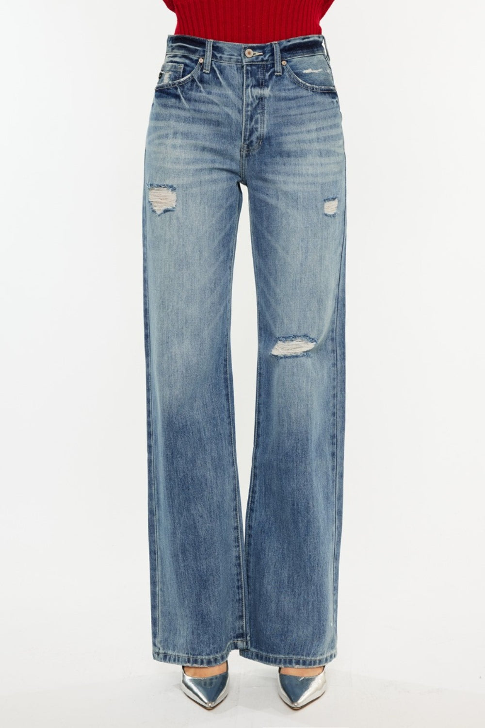 Kancan Distressed High Waist Bootcut Jeans Bottoms Bottoms Clothing Kancan Ship from USA Women Trendsi https://www.cyberehub.com