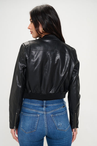 Coalition LA Zip Up Cropped Bomber Jacket Shirt Apparel Clothing Tops Coalition LA Ship from USA Shirts USA Women Trendsi https://www.cyberehub.com