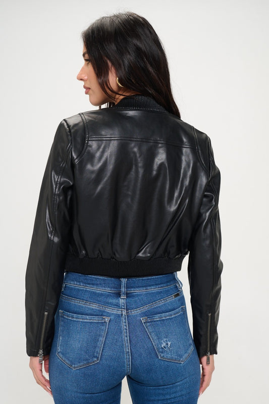 Coalition LA Zip Up Cropped Bomber Jacket Shirt Apparel Clothing Tops Coalition LA Ship from USA Shirts USA Women Trendsi https://www.cyberehub.com
