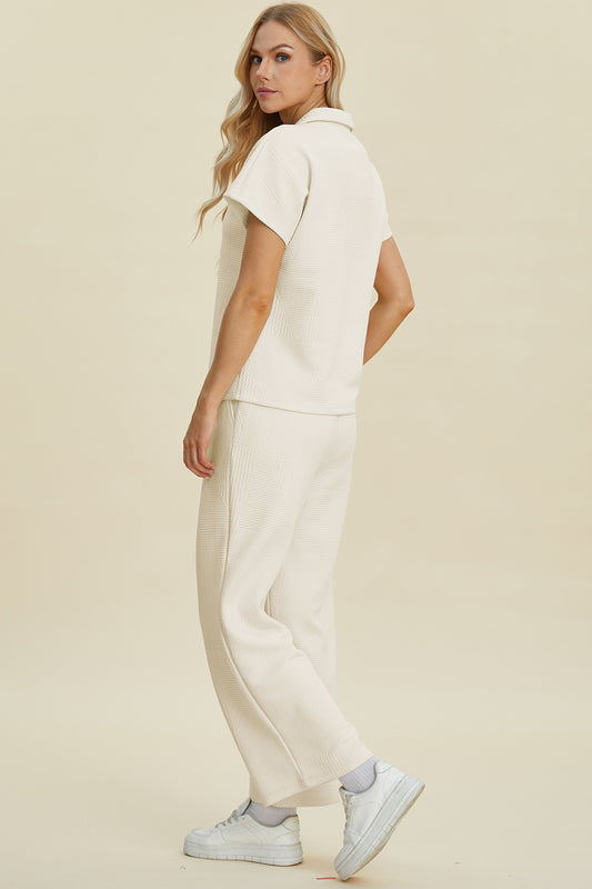 Double Take Full Size Collared Neck Short Sleeve Top and Pants Set Tops/Jackets/Sweaters Clothing Tops Double Take Ship from USA TikTok Trendsi USPS Walmart Trendsi https://www.cyberehub.com