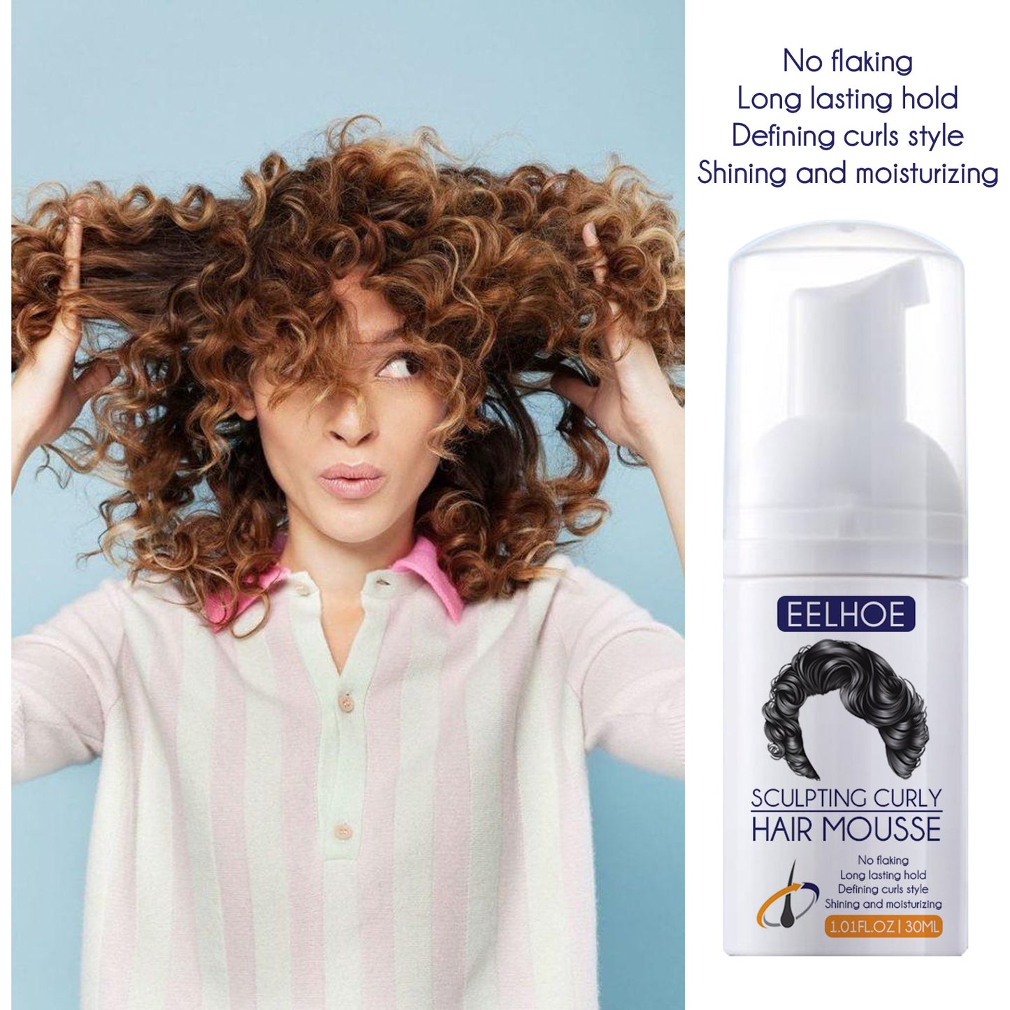 EELHOE Elastin, Anti-Frizz Curly Hair Volumizing Natural Fluffy Moisturizing Styling Perm Care Style Health Eprolo https://www.cyberehub.com