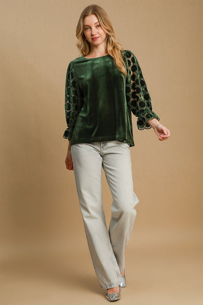 Umgee Polka Dot Lace Long Sleeve Round Neck Blouse Apparel Apparel Ship from USA TikTok Trendsi Umgee USA Trendsi https://www.cyberehub.com