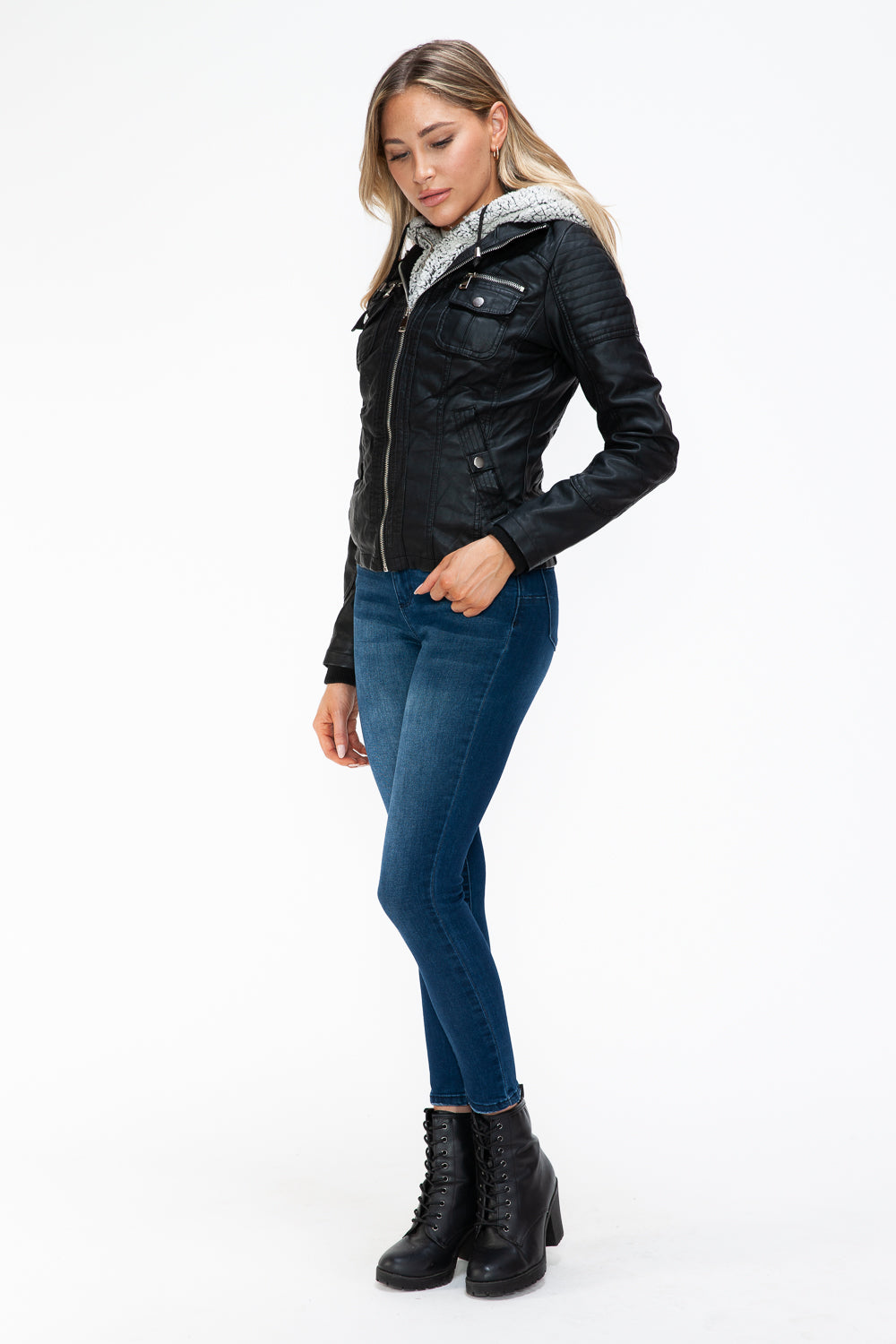 YMI Removable Faux Layered Multi-Pocket Jacket with Fuzzy Hood Apparel Featured Ship from USA Tiktok Trendsi USA USPS Walmart YMI outerwear Trendsi https://www.cyberehub.com