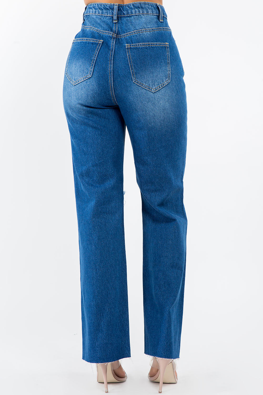 American Bazi High Waist Distressed Wide Leg Jeans Bottoms American Bazi Bottoms Clothing Ship from USA Women Trendsi https://www.cyberehub.com
