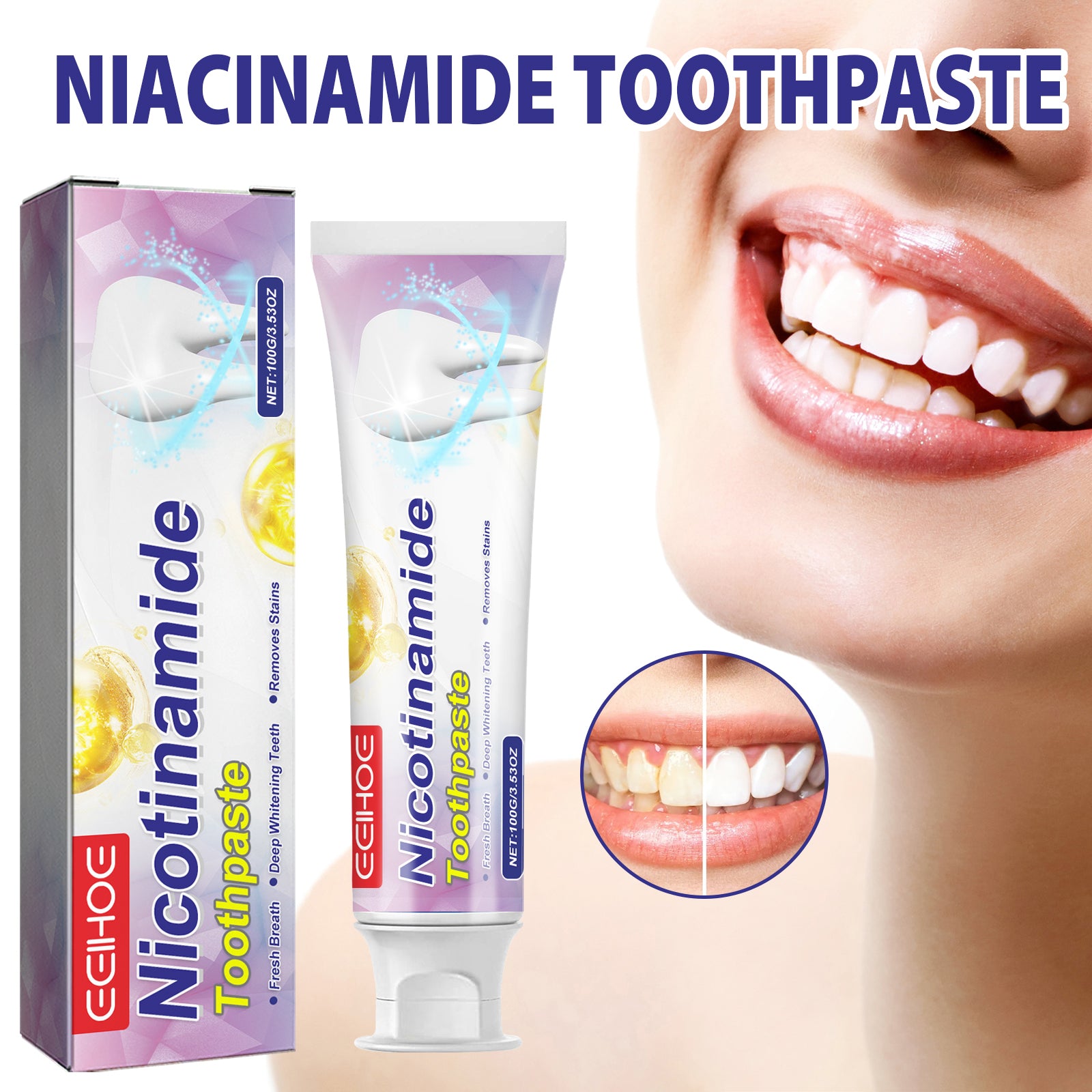 Niacinamide Toothpaste, Cool White Toothpaste Freshen Breath Clean Mouth Guard Gum Jianchi Bright White Toothpaste Health Eprolo https://www.cyberehub.com