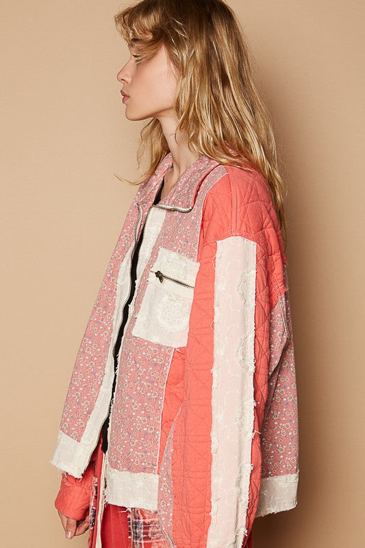 POL Floral Patchwork Zip Up Long Sleeve Jacket Apparel Apparel POL Ship from USA TikTok Trendsi Trendsi https://www.cyberehub.com