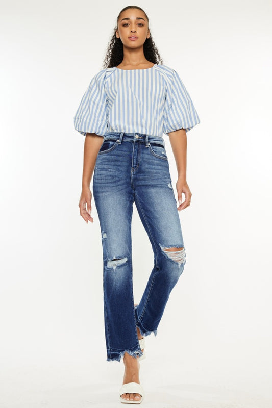 Kancan High Rise Distressed Slim Straight Jeans Dark Bottoms Bottoms Clothing Kancan Ship from USA Women Trendsi https://www.cyberehub.com