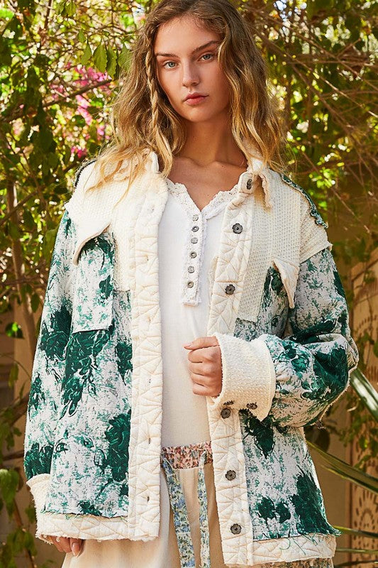 POL Jacquard Patch Collared Neck Quilted Jacket Cream Green Apparel Apparel POL Ship from USA TikTok Trendsi Trendsi https://www.cyberehub.com