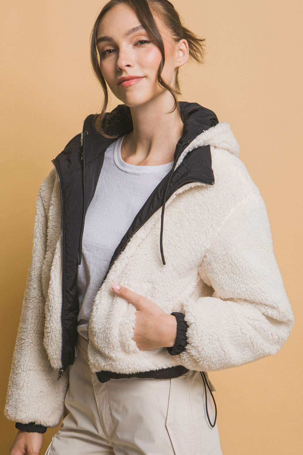 Love Tree Zip Up Cropped Hooded Sherpa Reversible Jacket Tops/Jackets/Sweaters Clothing Tops LOVE TREE Ship from USA TikTok Trendsi USPS Walmart Trendsi https://www.cyberehub.com