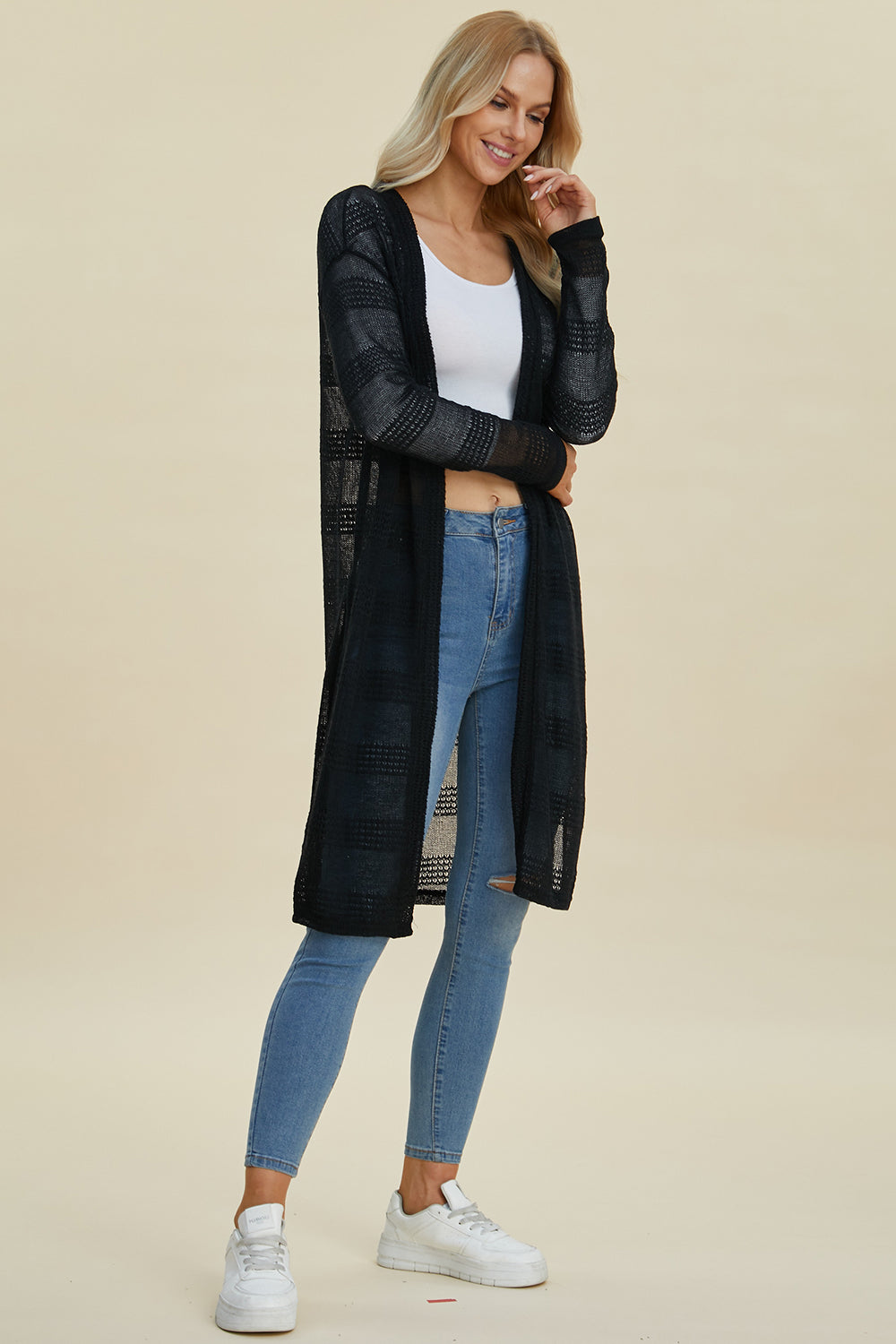 Double Take Full Size Open Front Longline Cardigan Shirt Apparel Clothing Tops Double Take Ship from USA Shirts USA Women Trendsi https://www.cyberehub.com