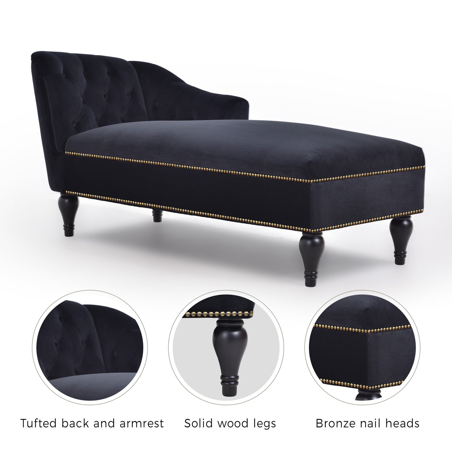 [New+Video] 58''Velvet Chaise Lounge,Button Tufted Right Arm Facing Lounge Chair with Nailhead Trim & Solid Wood Legs for Living Room or Office,Sleeper Lounge Sofa (New style of WF284880AAB) Giga GNJ Home Home & Garden Sofa Walmart Giga https://www.cyberehub.com