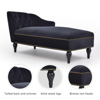 [New+Video] 58''Velvet Chaise Lounge,Button Tufted Right Arm Facing Lounge Chair with Nailhead Trim & Solid Wood Legs for Living Room or Office,Sleeper Lounge Sofa (New style of WF284880AAB) Giga GNJ Home Home & Garden Sofa Walmart Giga https://www.cyberehub.com