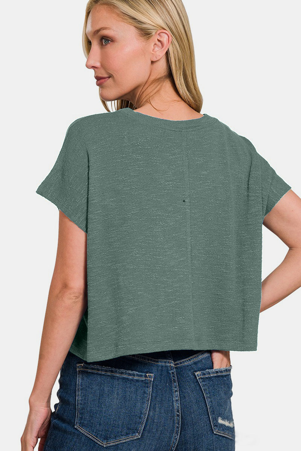 Zenana Round Neck Short Sleeve Crop T-Shirt Apparel/Tops Ship from USA TikTok Tops Trendsi USPS Walmart Walmart Apparel Zenana Trendsi https://www.cyberehub.com