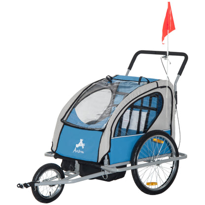 Aosom Elite Three-Wheel Bike Trailer for Kids Bicycle Cart for Two Children with 2 Security Harnesses & Storage, Blue Car Giga GNJ Toys Walmart Giga https://www.cyberehub.com