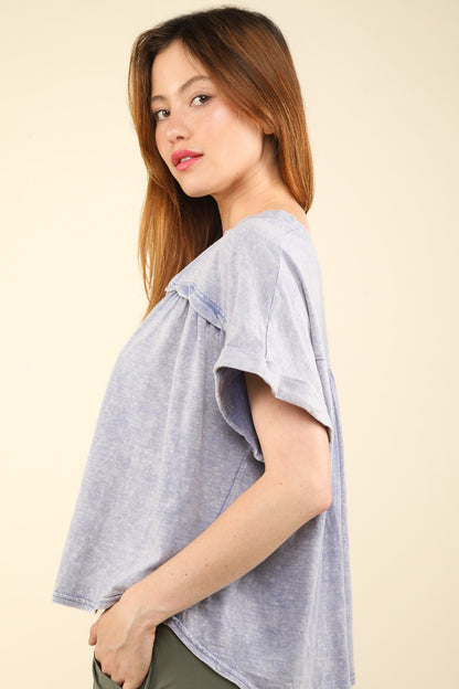 VERY J Nochted Short Sleeve Washed T-Shirt Tops/Jackets/Sweaters Clothing Tops Ship from USA TikTok Trendsi USPS VERY J Walmart Trendsi https://www.cyberehub.com