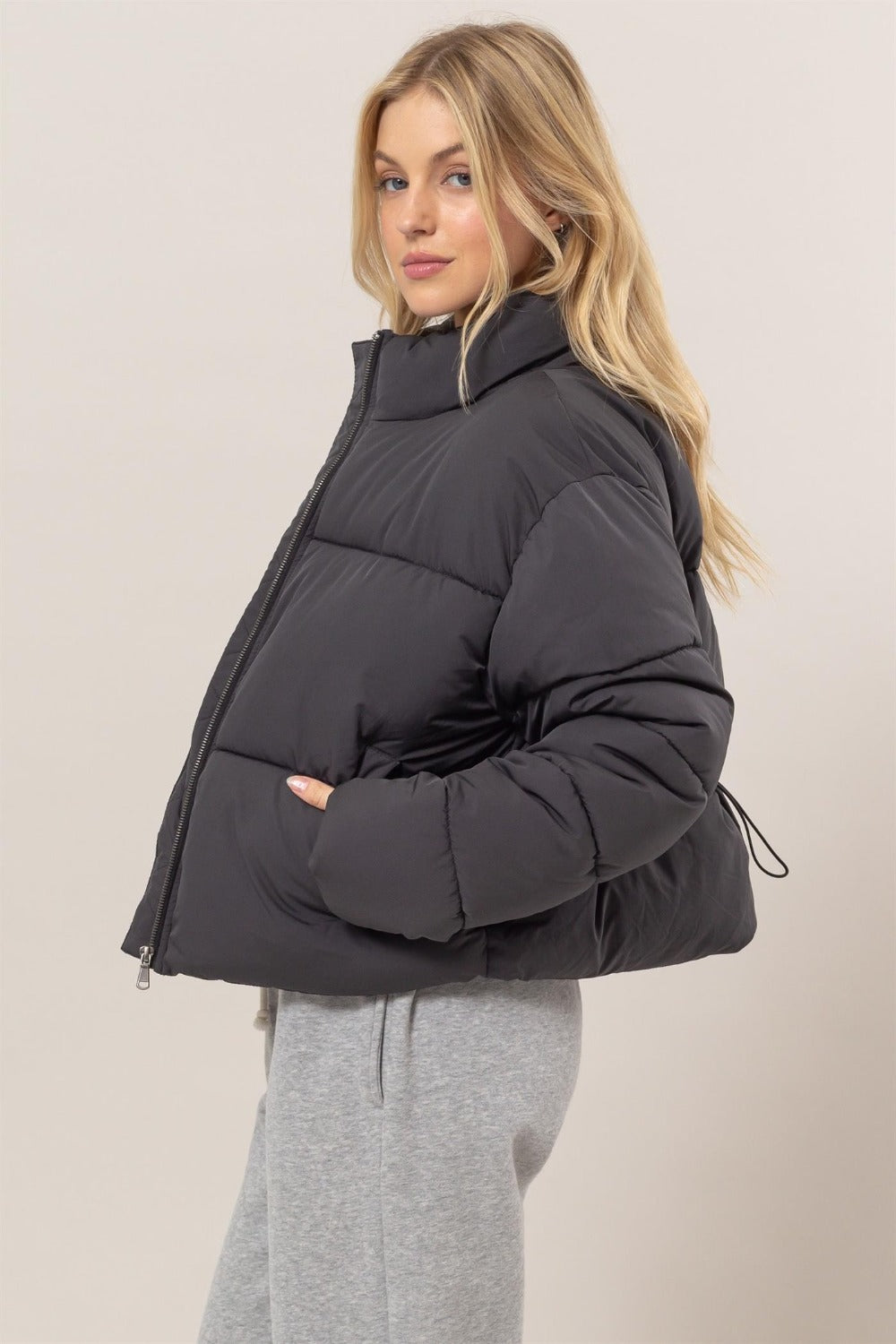 HYFVE Quilted Back Drawstring Puffer Jacket Shirt Apparel Clothing Tops HYFVE Ship from USA Shirts USA Women Trendsi https://www.cyberehub.com