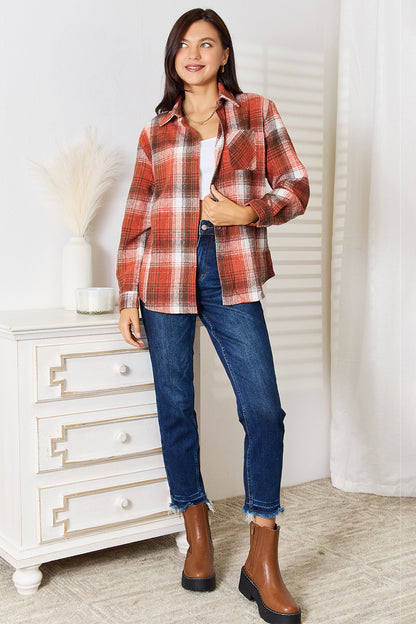Plaid Collared Neck Long Sleeve Shirt Apparel/Tops Ship from USA SYNZ TikTok Tops Trendsi USPS Walmart Walmart Apparel Trendsi https://www.cyberehub.com