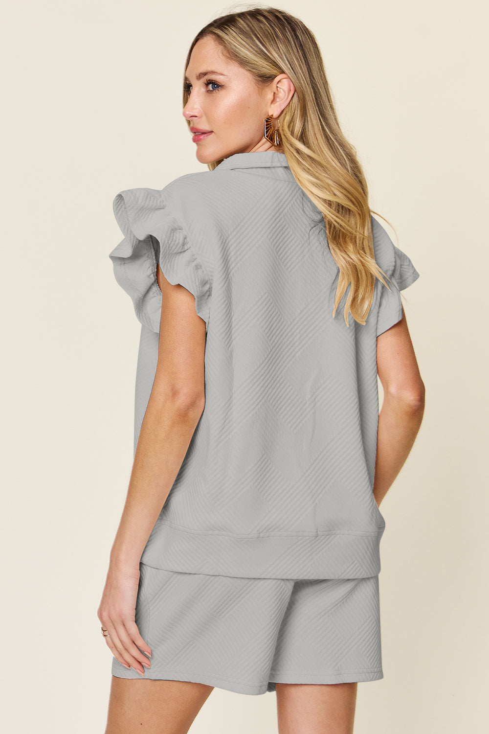 Double Take Full Size Texture Flounce Sleeve Top and Drawstring Shorts Set Apparel/Tops Double Take Memorial Day Sale Ship from USA TikTok Tops Trendsi USPS Walmart Walmart Apparel Trendsi https://www.cyberehub.com