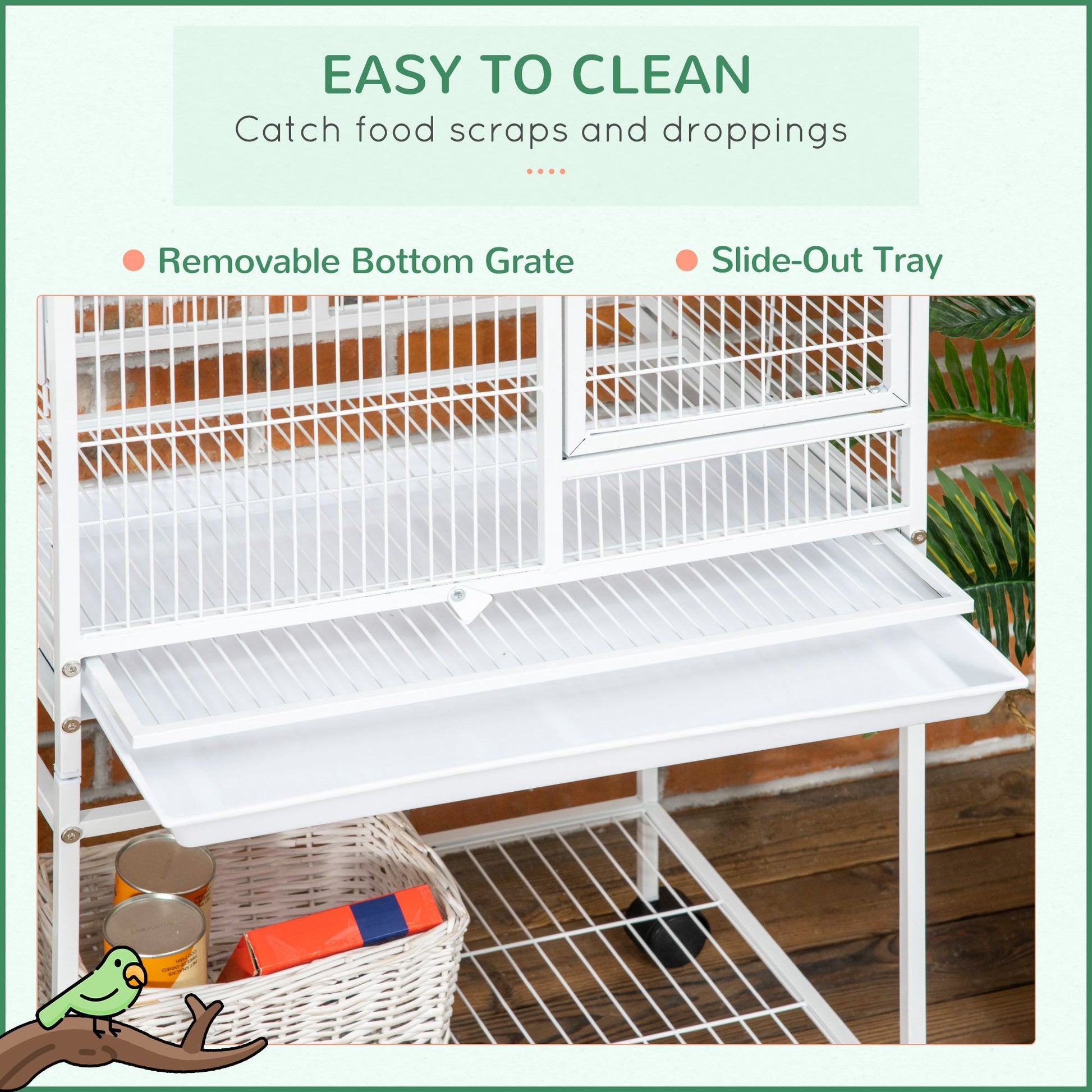 PawHut 55" Large Parrot Cage with Toy Hooks Above Top Bird Perch, Tray, Food Cups, Rolling Stand, Bird Cage for Cockatiels, Parakeets, Lovebirds Giga GNJ Kids Toys Giga https://www.cyberehub.com