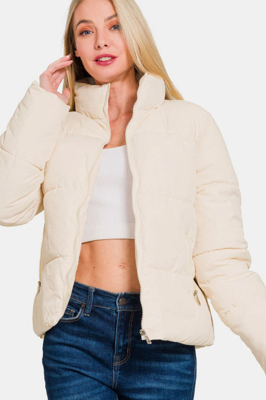 Zenana Zip Up Turtleneck Puffer Jacket with Pockets Tops/Jackets/Sweaters Clothing Tops Ship from USA TikTok Trendsi USPS Walmart Zenana Trendsi https://www.cyberehub.com