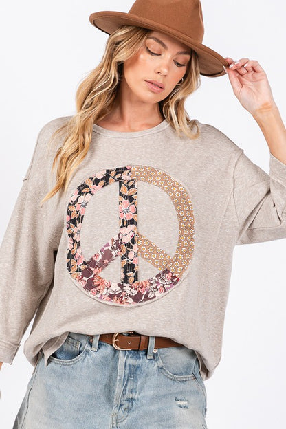 SAGE + FIG Floral Peace Patch Round Neck Top Apparel Apparel SAGE+FIG Ship from USA TikTok Trendsi Trendsi https://www.cyberehub.com