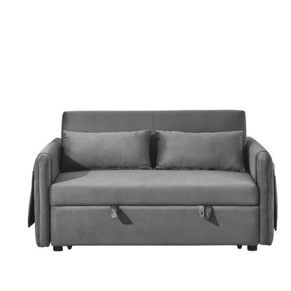 55" Modern Convertible Sofa Bed with 2 Detachable Arm Pockets, Velvet Loveseat Sofa with Pull Out Bed, 2 Pillows and Living Room Adjustable Backrest, Grid Design Armrests Giga GNJ Home Home & Garden Sofa Walmart Giga https://www.cyberehub.com
