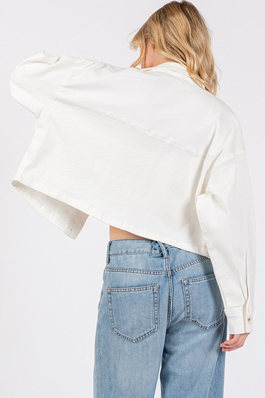 bytos Button Down Cropped Denim Jacket with Patch Pockets Apparel Apparel bytos Ship from USA TikTok Trendsi Trendsi https://www.cyberehub.com