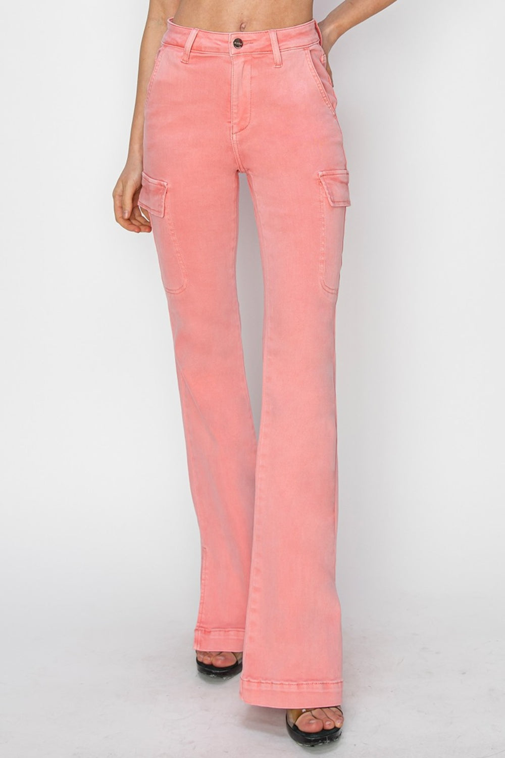 RISEN Full Size High Rise Side Slit Cargo Bootcut Jeans Bottoms Bottoms Clothing RISEN Ship from USA Women Trendsi https://www.cyberehub.com