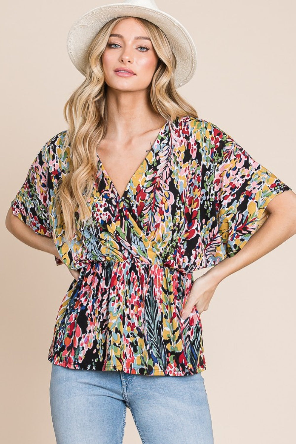 BOMBOM Printed Surplice Peplum Blouse Apparel/Tops BOMBOM Memorial Day Sale Ship from USA TikTok Tops Trendsi USPS Walmart Walmart Apparel Trendsi https://www.cyberehub.com