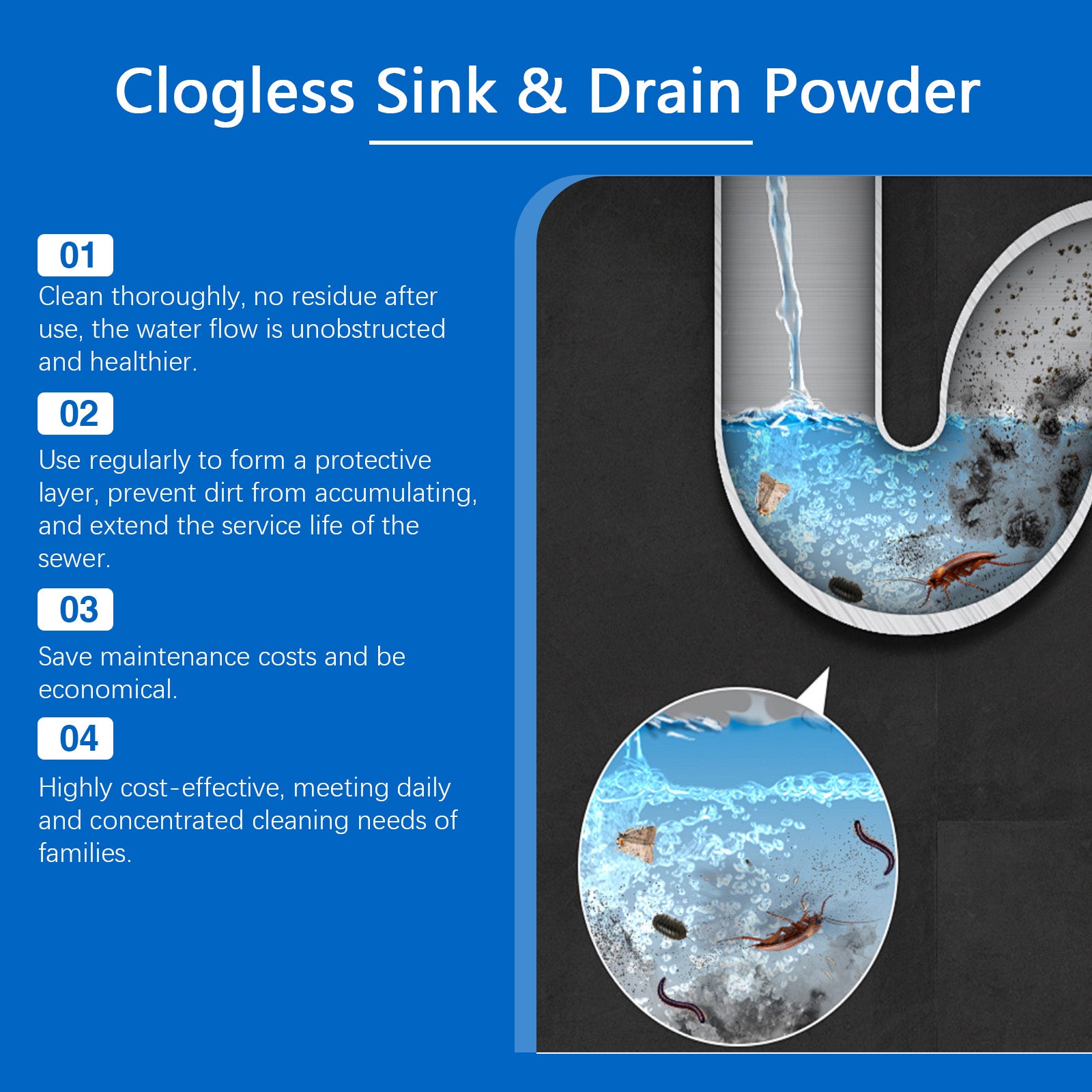 Jue-Fish Drain Remover Kitchen Toilet Drain Powder Oil Clogging Deodorant Cleaning Remover Home & Garden Home Goods Eprolo https://www.cyberehub.com