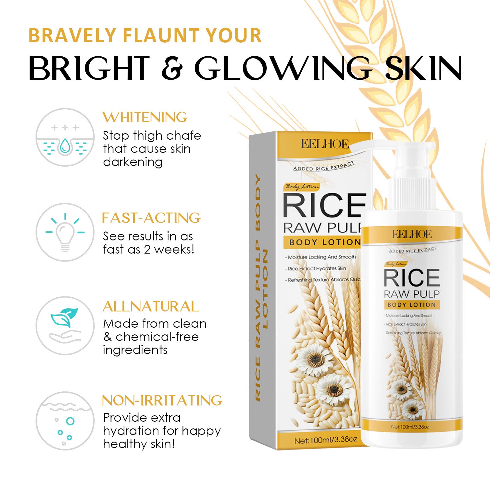 Rice Raw Pulp Body Lotion, Light Black Anti-Dryness Tender Bright And White Body Lotion Health Eprolo https://www.cyberehub.com