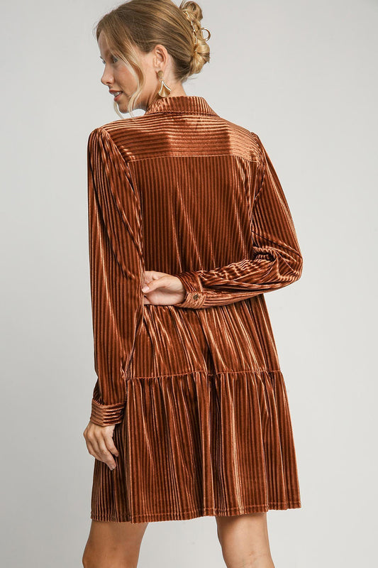 Umgee Texture Tiered Collared Long Sleeve Dress Apparel/Dress Dress Ship from USA TikTok Trendsi Umgee USA USPS Walmart Walmart Apparel Trendsi https://www.cyberehub.com
