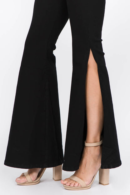 American Bazi Side Slit Flare Jeans Bottoms American Bazi Bottoms Clothing Ship from USA Women Trendsi https://www.cyberehub.com