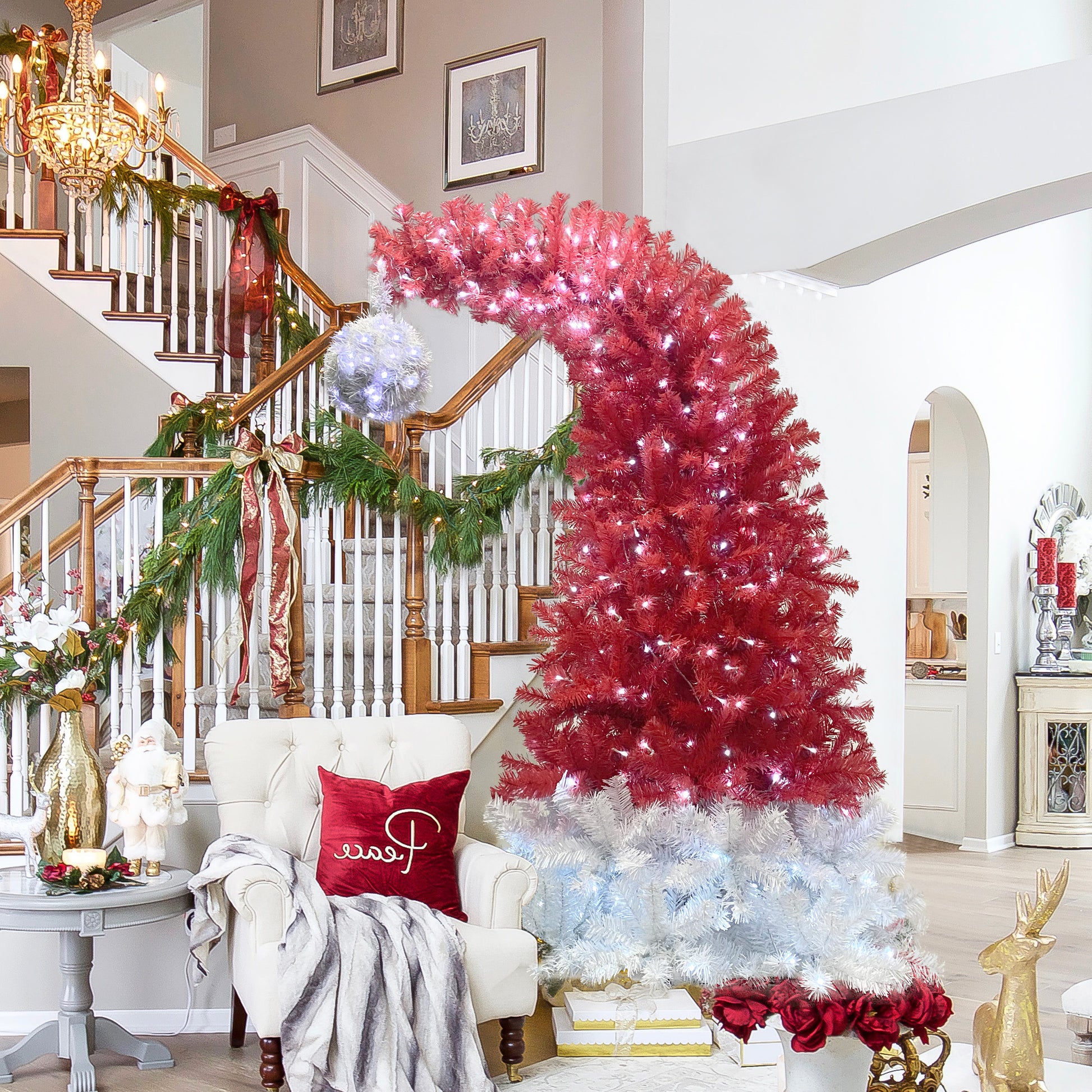 6FT Hinged Fir Artificial Fir Bent Top Christmas Tree, Xmas Tree Bendable Santa Hat Style Christmas Tree Holiday Decoration,1250 Lush Branch Tips, 300 LED Lights X-mas Furniture Giga Giga https://www.cyberehub.com