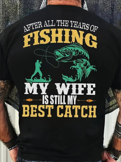 Vibrant Fishing Themed Graphic Print Crew Neck Short Sleeve T-Shirt - Fun, Breathable, And Soft Daily Wear For Men - Perfect For Summer Vacation, Resorts, And Outdoor Activities Apparel/Shirt/Graphic Shirt SNULLO https://www.cyberehub.com