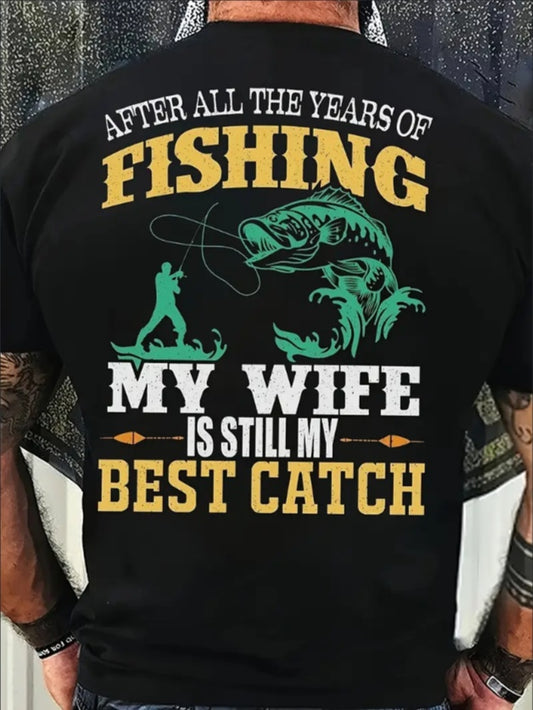Vibrant Fishing Themed Graphic Print Crew Neck Short Sleeve T-Shirt - Fun, Breathable, And Soft Daily Wear For Men - Perfect For Summer Vacation, Resorts, And Outdoor Activities Apparel/Shirt/Graphic Shirt SNULLO https://www.cyberehub.com
