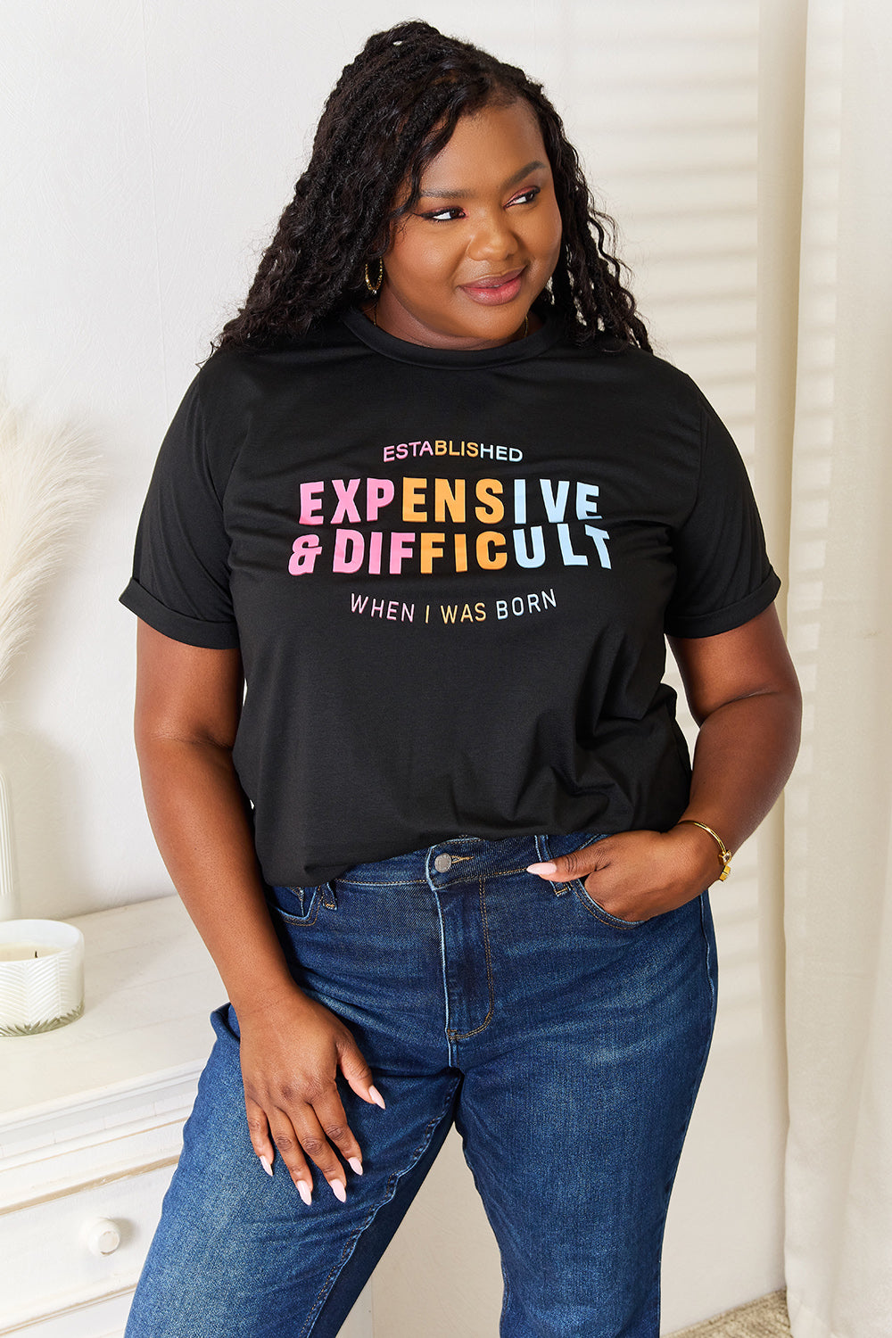 Simply Love Slogan Graphic Cuffed Sleeve T-Shirt Black Apparel/Tops Mother's Day Sale Ship from USA Simply Love TikTok Tops Trendsi USPS Walmart Walmart Apparel Trendsi https://www.cyberehub.com