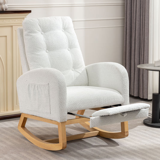 Accent Rocking Chair with Footrest High Back Rubber Wood Rocking Legs Bedroom Living Space 26.77D X 38.36W X 39.76H Inch Giga GNJ Home Home & Garden Walmart Giga https://www.cyberehub.com