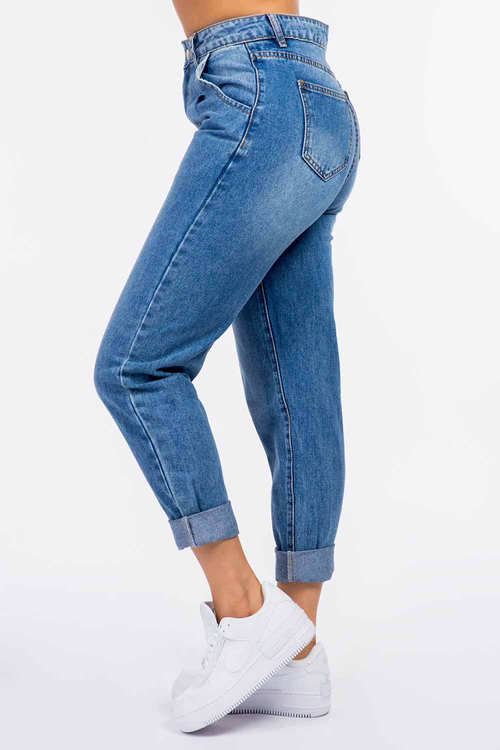 American Bazi High Waist Pleated Waist Mom Jeans Bottoms American Bazi Bottoms Clothing Ship from USA Women Trendsi https://www.cyberehub.com
