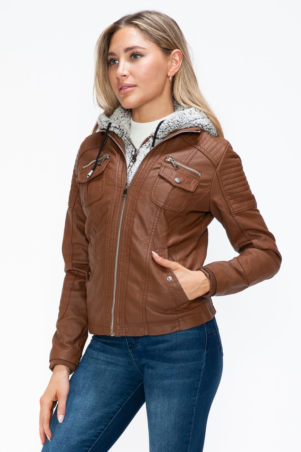 YMI Removable Faux Layered Multi-Pocket Jacket with Fuzzy Hood Apparel Featured Ship from USA Tiktok Trendsi USA USPS Walmart YMI outerwear Trendsi https://www.cyberehub.com