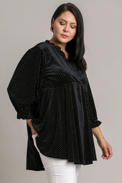 Umgee Full Size Beaded Frill Flounce Sleeve Velvet Babydoll Blouse Apparel Apparel Ship from USA TikTok Trendsi Umgee USA Trendsi https://www.cyberehub.com
